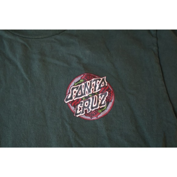 Santa Cruz‎ Shirt Mens Large Green Graphic Logo Skateboarding Crewneck Tee - Picture 3 of 7